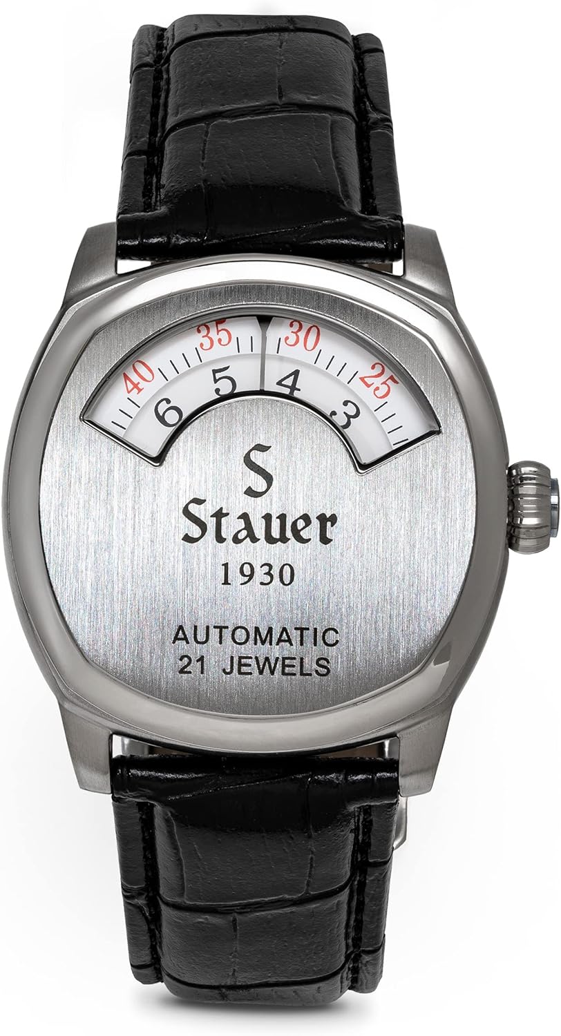 Stauer 1930 Dashtronic Watch – Automatic Watches for Men – Cotswold Genuine Mens Watches Leather Band w/Stainless Steel Case – Automated Movement & 3-ATM Water Resistant Watch – Mens Wrist Watches